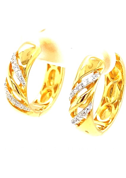 Desenli Gümüş Halka Küpe (Gold)