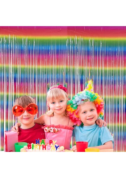 Rainbow Gökkuşağı Renk Kapı Perdesi Dekor Süsü 200 x 100 cm Retrhawabride