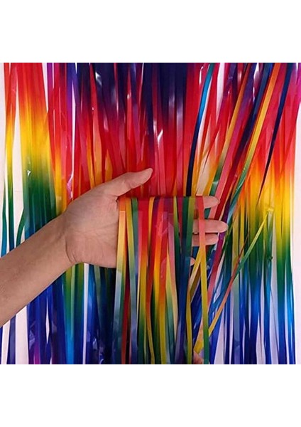 Rainbow Gökkuşağı Renk Kapı Perdesi Dekor Süsü 200 x 100 cm Retrhawabride