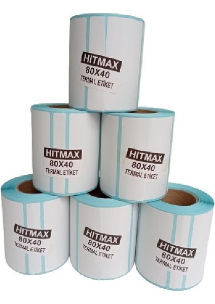 80 x 40 + 6 Termal Etiket G.80 mm Y.40 mm Bir Rulo 500 Adet