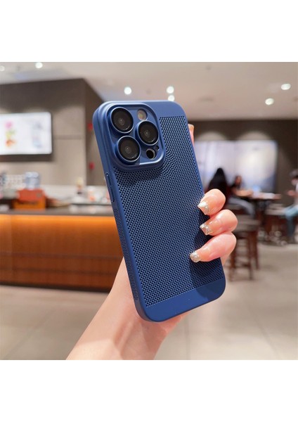 Apple iPhone 14 Plus Kılıf Rubber Delikli Hava Alan Mat Silikon Arka Kapak Lacivert