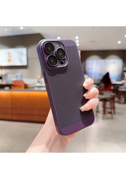 Apple iPhone 13 Kılıf Rubber Delikli Hava Alan Mat Silikon Arka Kapak Mor