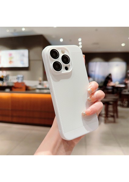 Apple iPhone 14 Pro Kılıf Rubber Delikli Hava Alan Mat Silikon Arka Kapak Beyaz