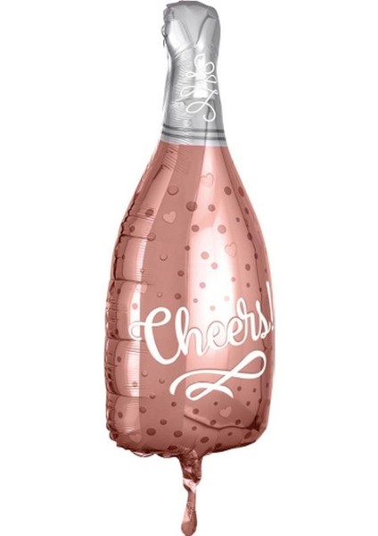 Bride Cheers Şampanya Şişesi Şeklinde Folyo Balon 100 x 48 cm Rose Gold Renk 1 Adet