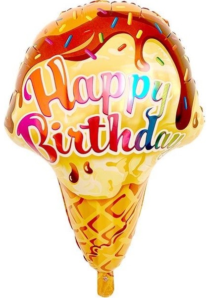 Ice Cream Happy Birthday Külahta Dondurma Şeklinde Folyo Balon 96X46 cm 1 Adet Hawa