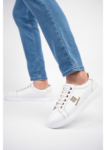 Beyaz Erkek Hakiki Deri Lacoste Tarzı Casual Ayakkabı - Beyaz - 42 modelleri