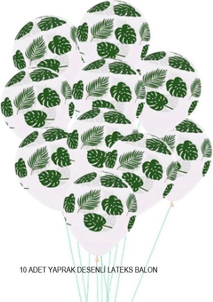 Hula Hawai Partisi Palmiye Yaprağı Baskılı Latex Balon 10 Adet
