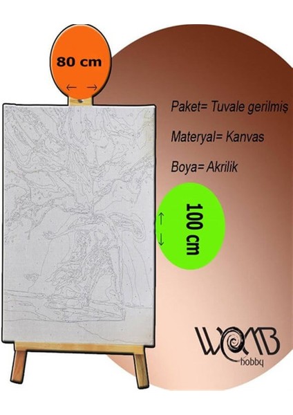 Tekne Sayılarla Boyama Seti 40X50 cm (Tuvale Gerili)