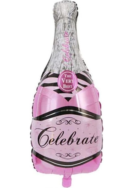 Bride Celebrate Şampanya Şişesi Şeklinde Folyo Balon 100 x 49 cm Pembe Renk 1 Adet