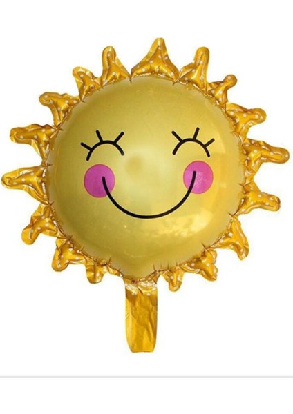 Gülümseyen Gülen Yüz Sun Güneş Şeklinde Folyo Balon 66X66 cm Sarı Renk 1 Adet Haw