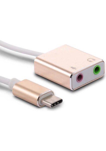 USB Type-C Harici Ses Kartı 3.5mm Kulaklık ve Mikrofon Girişli