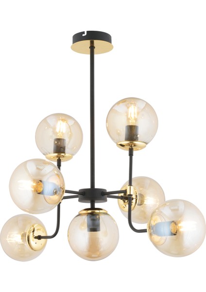Ece 6'lı Siyah Gold Modern Plafonyer Genç Odası Yatak Odası Salon Avize