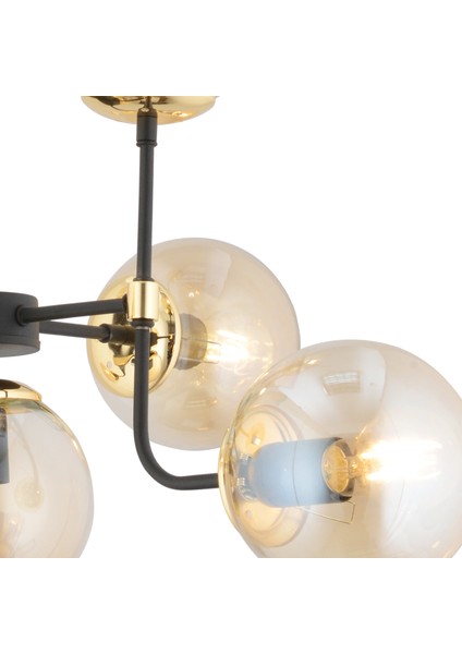 Ece 6'lı Siyah Gold Modern Plafonyer Genç Odası Yatak Odası Salon Avize