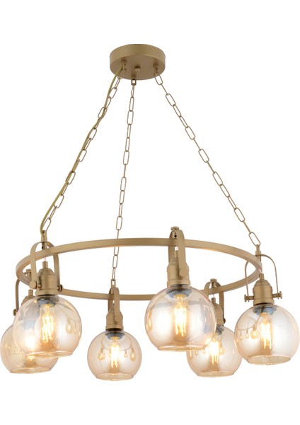 Cherish 6'lı Yuvarlak Eskitme Bal Camlı Modern Oturma Odası Salon Avize fiyatları