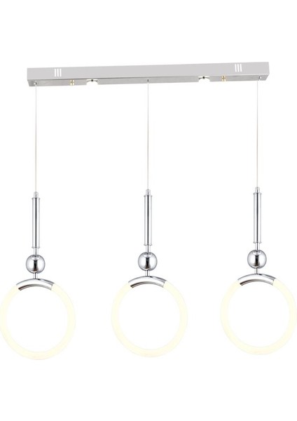 Struer 3'lü Sıralı Krom Ledli Modern Koridor, Yatak Odası Salon Sarkıt LED Avize