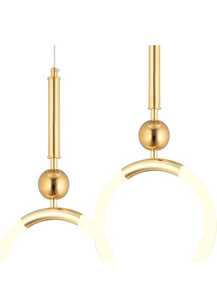 Struer 5'li Sıralı Gold Ledli Modern Koridor, Yatak Odası Salon Sarkıt LED Avize