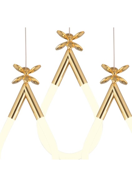 Vojens 3'lü Yuvarlak Gold Ledli Kelebek Detaylı Modern Koridor, Yatak Odası Salon Sarkıt LED Avize