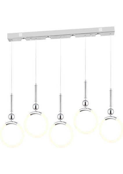 Struer 5'li Sıralı Krom Ledli Modern Koridor, Yatak Odası Salon Sarkıt LED Avize
