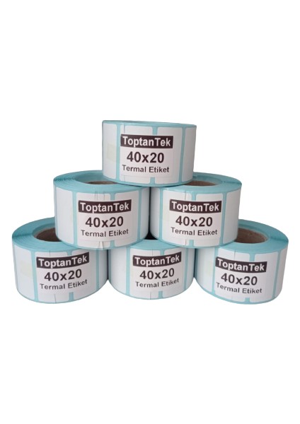 40 x 20 + 6 Termal Etiket G.40 mm Y.20 mm Bir Rulo 1000 Adet