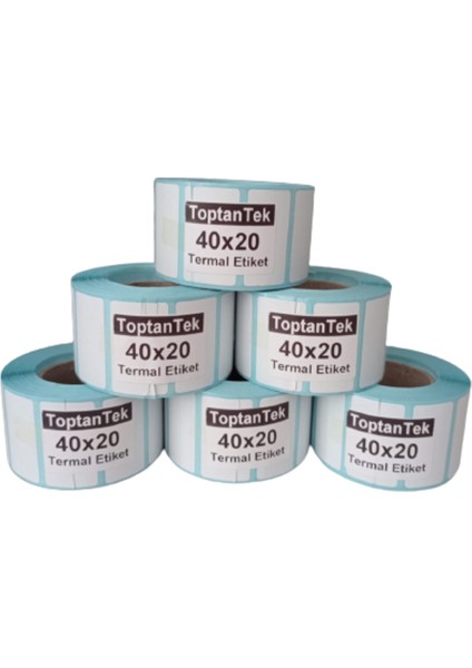 40 x 20 + 6 Termal Etiket G.40 mm Y.20 mm Bir Rulo 1000 Adet