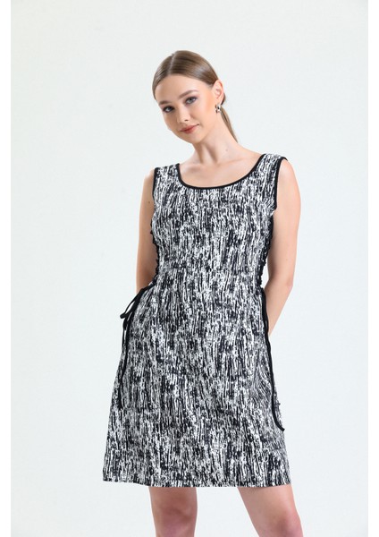 Siyah Beyaz Zebra Desenli Elbise fiyatları