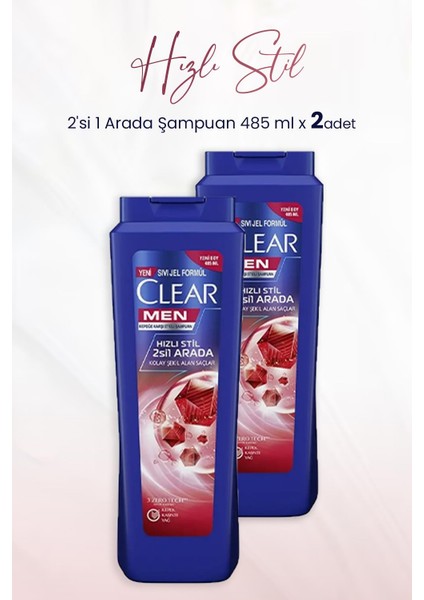 Kepeğe Karşı Etkili Hızlı Stil 2'si 1 Arada Şampuan 485 ml x 2 Adet