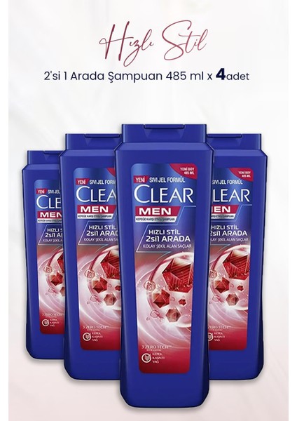 Kepeğe Karşı Etkili Hızlı Stil 2'si 1 Arada Şampuan 485 ml x 4 Adet