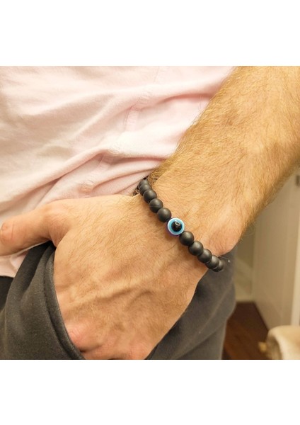 Oniks Taşlı Gözlü Bileklik