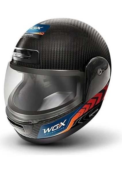 Wgx Carbon Desen Motosiklet Kaskı Kapalı Siyah (L)