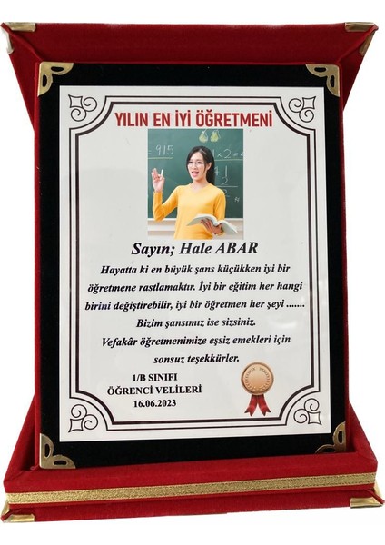 Yılın En Iyi Öğretmeni Ödül Plaket