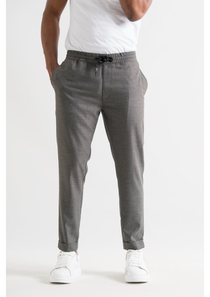 Slimfit Kapamasız Çizgili Beli Lastikli Iplikli Duble ve Dar Paça Erkek Jogger Pantolon fırsatları