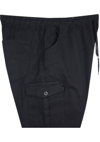 Kargo Cepli Büyük Beden Gabardin Pantolon Siyah