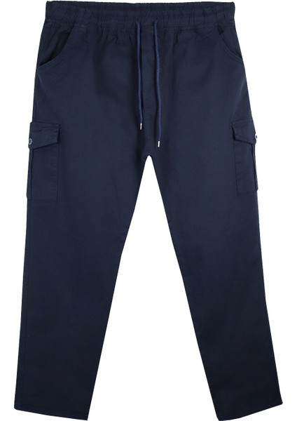 Kargo Cepli Büyük Beden Gabardin Pantolon Lacivert