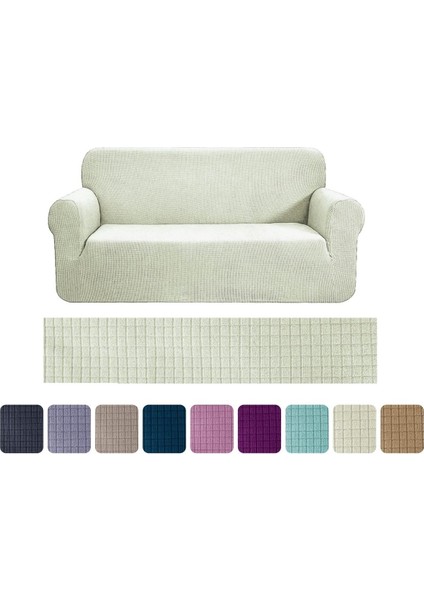 Riseler Streç Lastikli Esnek Yikanabilir Kare Desen 3 Kişilik Koltuk Örtüsü Koltuk Kılıfı