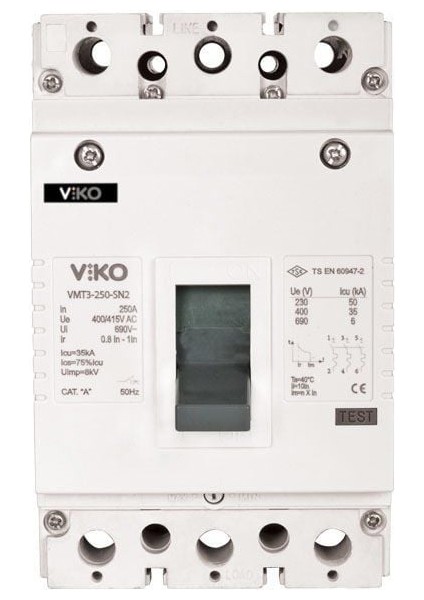 3X250 Amper 35KA Termik Ayarlı (175-250A) Kompakt Şalter VMT3-250-SN2