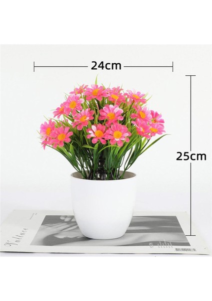 6lı Set Yapay Çiçek Papatya Beyaz Saksıda Karışık Renkler modelleri
