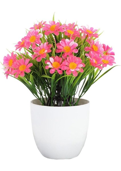 6lı Set Yapay Çiçek Papatya Beyaz Saksıda Karışık Renkler fırsatları