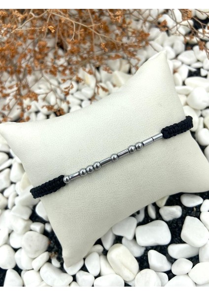 Hematit Doğal Taş Örgülü Mors Alfabesi Sevgili Bilekliği fiyatları