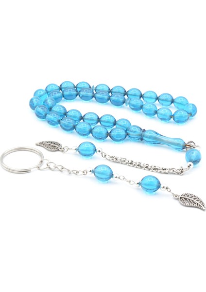 Özel Kutusunda Anahtarlıklı Beyzi Kesim Mavi Katalin Tesbih Seti