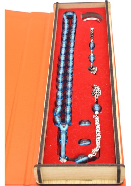 Özel Kutusunda Anahtarlıklı Beyzi Kesim Mavi Katalin Tesbih Seti fırsatları