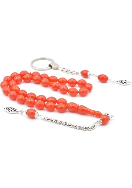 Özel Kutusunda Anahtarlıklı Beyzi Kesim Turuncu Katalin Tesbih Seti