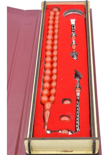 Özel Kutusunda Anahtarlıklı Beyzi Kesim Turuncu Katalin Tesbih Seti modelleri