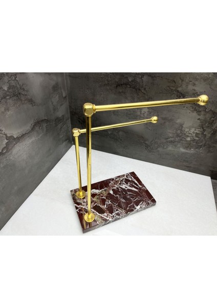 Doğal Vişne Mermer Ayaklı Banyo El Havluluk Gold Çubuklu fiyatları