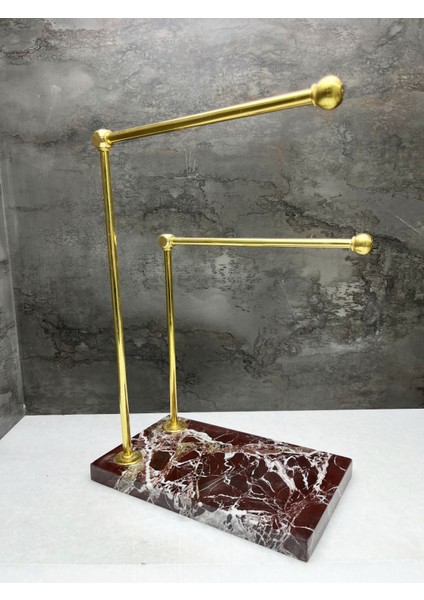 Doğal Vişne Mermer Ayaklı Banyo El Havluluk Gold Çubuklu modelleri