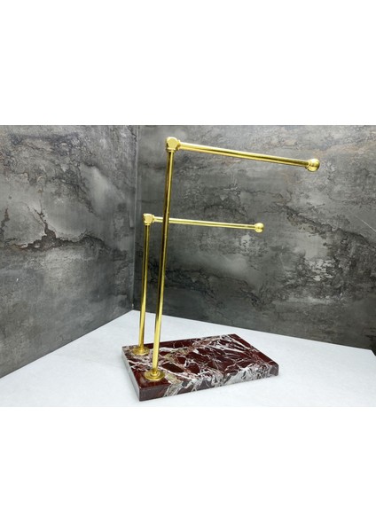 Doğal Vişne Mermer Ayaklı Banyo El Havluluk Gold Çubuklu indirimleri