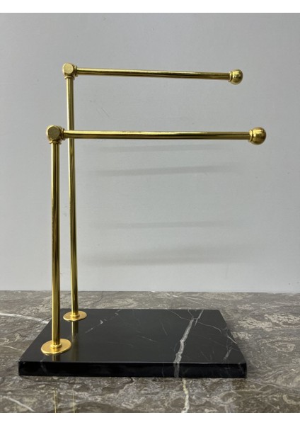 Doğal Siyah Mermer Ayaklı Banyo El Havluluk Gold Çubuklu fiyatları