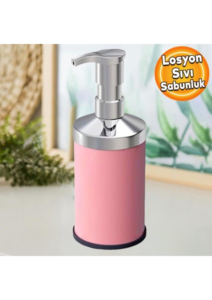 Sıvı Sabunluk Losyon Yağ Şişesi Set Üstü Sıvı Sabunluk Pembe