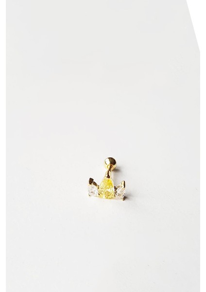 Tekli Ithal Fancy Kesim Sarı Damla Gümüş Piercing Küpe fiyatları