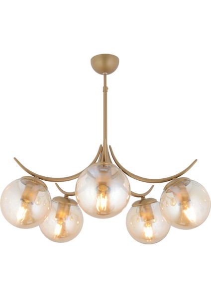 Germaine 5'li Yuvarlak Eskitme Bal Camlı Modern Oturma Odası Salon Avize
