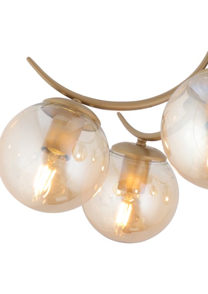 Germaine 5'li Yuvarlak Eskitme Bal Camlı Modern Oturma Odası Salon Avize